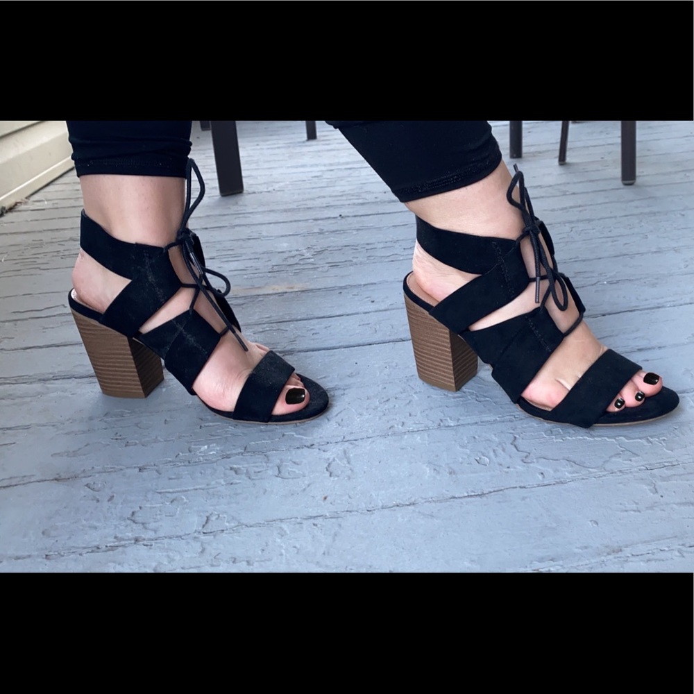 Strappy black heels
